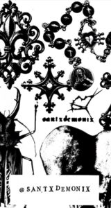 Illustration in tattoo blackwork style, of religious details, by tattooer Jazz.